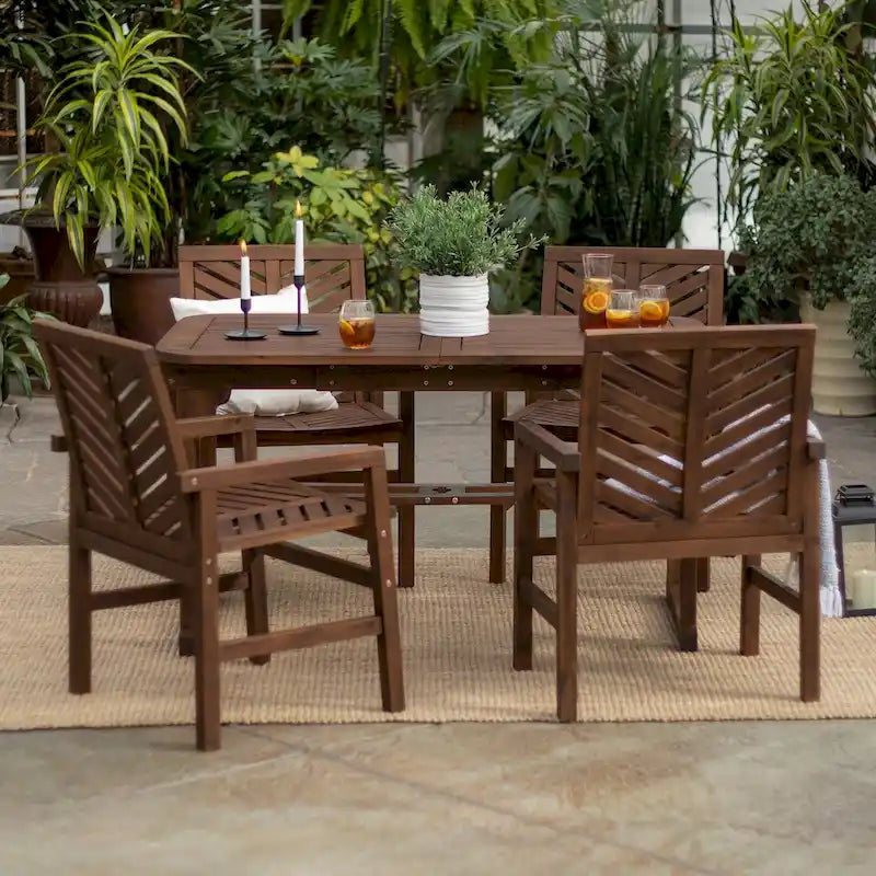 Ensemble de salle à manger 5 pièces extensible en acacia Middlebrook Hydaburg