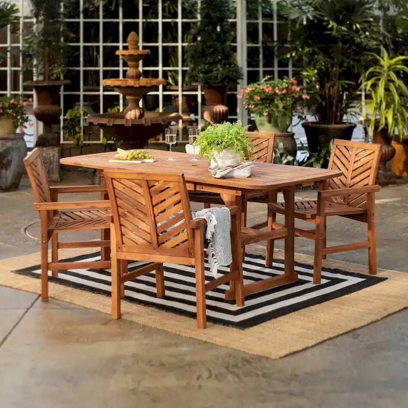 Ensemble de salle à manger 5 pièces extensible en acacia Middlebrook Hydaburg