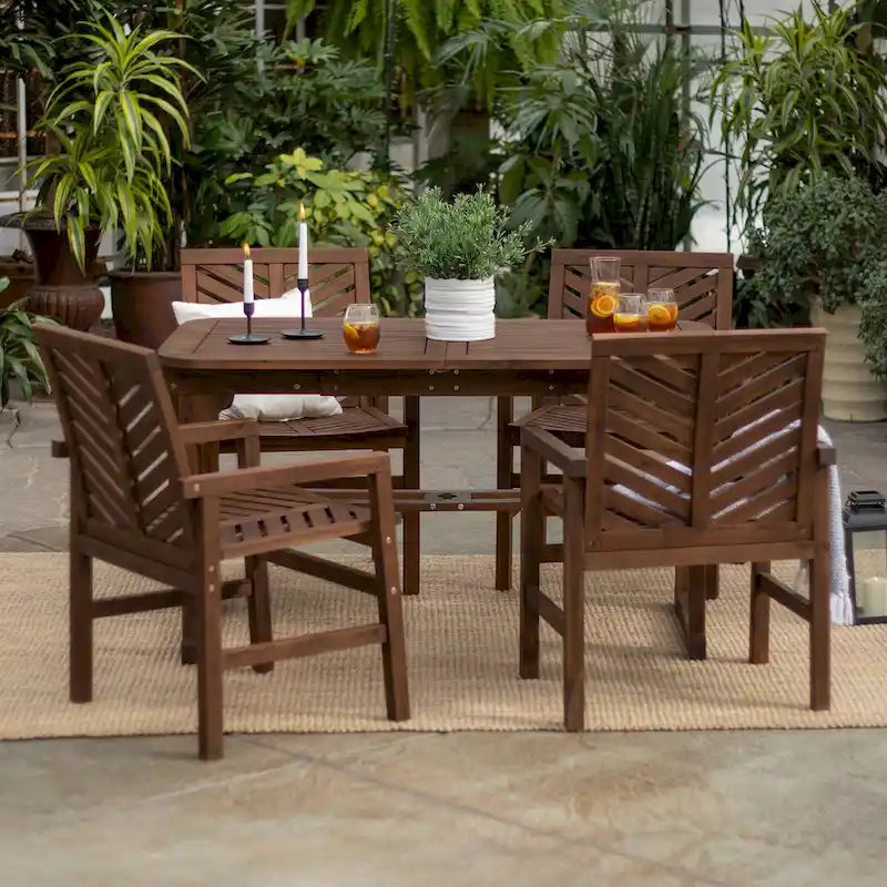 Ensemble de salle à manger 5 pièces extensible en acacia Middlebrook Hydaburg