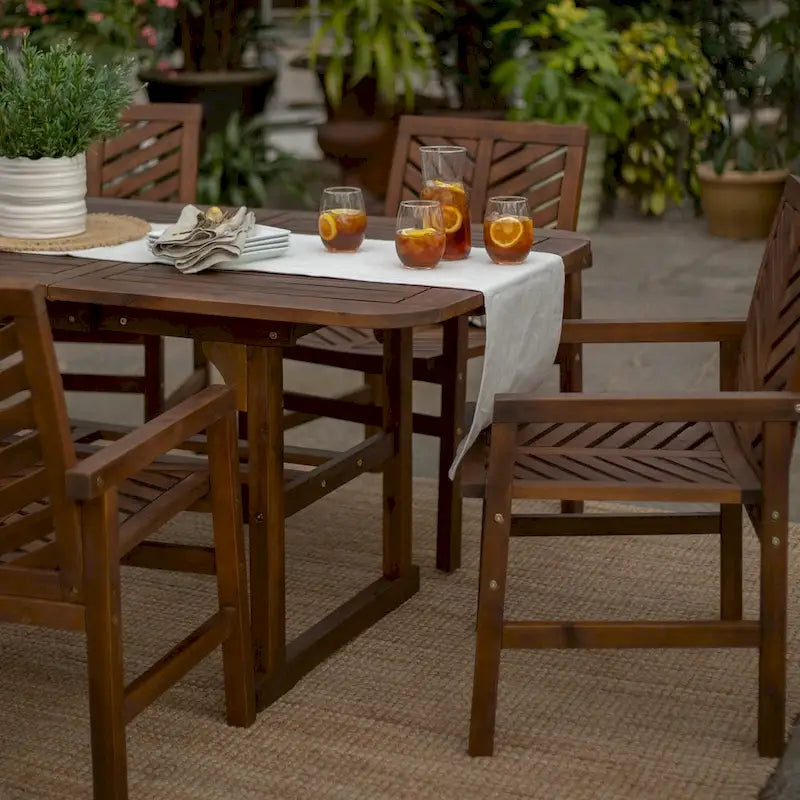 Ensemble de salle à manger 5 pièces extensible en acacia Middlebrook Hydaburg