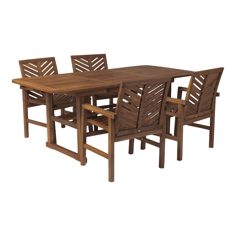 Ensemble de salle à manger 5 pièces extensible en acacia Middlebrook Hydaburg