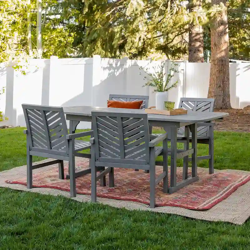 Ensemble de salle à manger 5 pièces extensible en acacia Middlebrook Hydaburg
