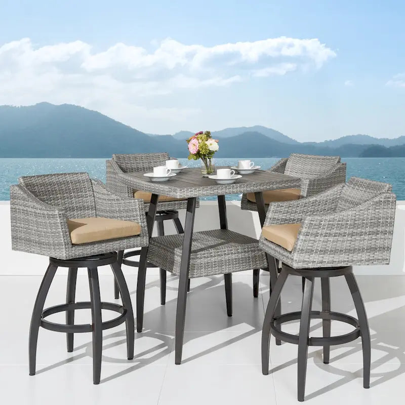 Ensemble de 5 tabourets de bar d'extérieur Sunbrella Cannes