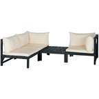 Canapé d'angle d'extérieur Lynwood SAFAVIEH gris ardoise foncé/taupe - 68,5 cm L x 68,5 cm P x 68,5 cm H