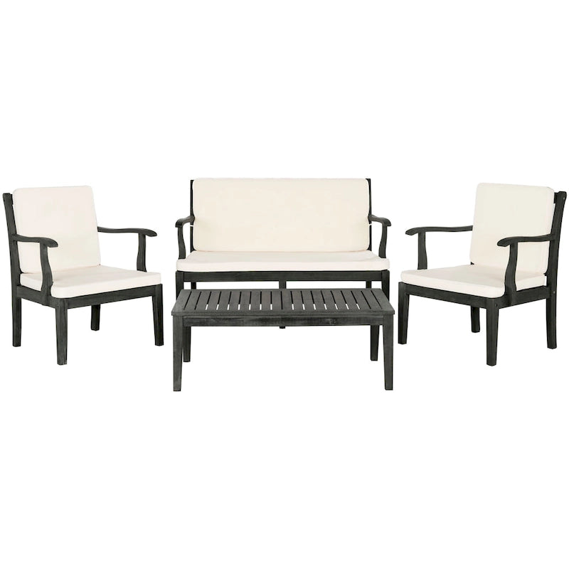 SAFAVIEH Outdoor Living Fresno Gris Ardoise Foncé 4 pièces - 48L x 25P x 32H