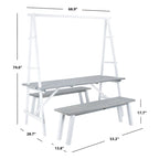 SAFAVIEH Outdoor Living Willamy – Ensemble de salle à manger 3 pièces – 29 l x 69 P x 74 H