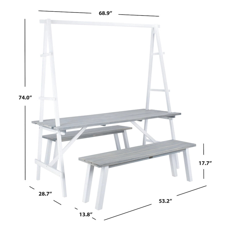 SAFAVIEH Outdoor Living Willamy – Ensemble de salle à manger 3 pièces – 29 l x 69 P x 74 H