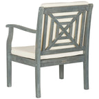 SAFAVIEH Outdoor Living Colfax Ensemble de patio 5 pièces en bois d'acacia marron avec coussins beiges - Gris cendré/Beige - 35L x 35P x 14H
