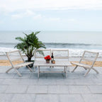 SAFAVIEH Outdoor Living Blaze 5-Piece Acacia Wood Coffee Set - Grey/Grey - 24W x 31D x 28H
