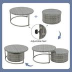 Ensemble de canapé d'extérieur rond moderne 9 pièces avec oreillers et coussins, idéal pour terrasse, cour et piscine