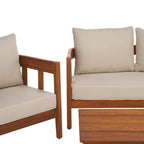 SAFAVIEH Owen Ensemble de conversation de patio 4 pièces en bois massif - 52 larg. x 30 prof. x 25 haut.