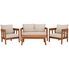 SAFAVIEH Owen Ensemble de conversation de patio 4 pièces en bois massif - 52 larg. x 30 prof. x 25 haut.