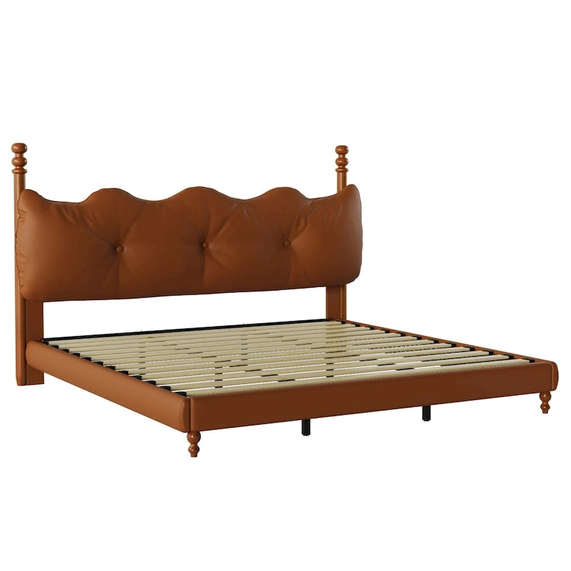 Lit de luxe rembourré en cuir PU