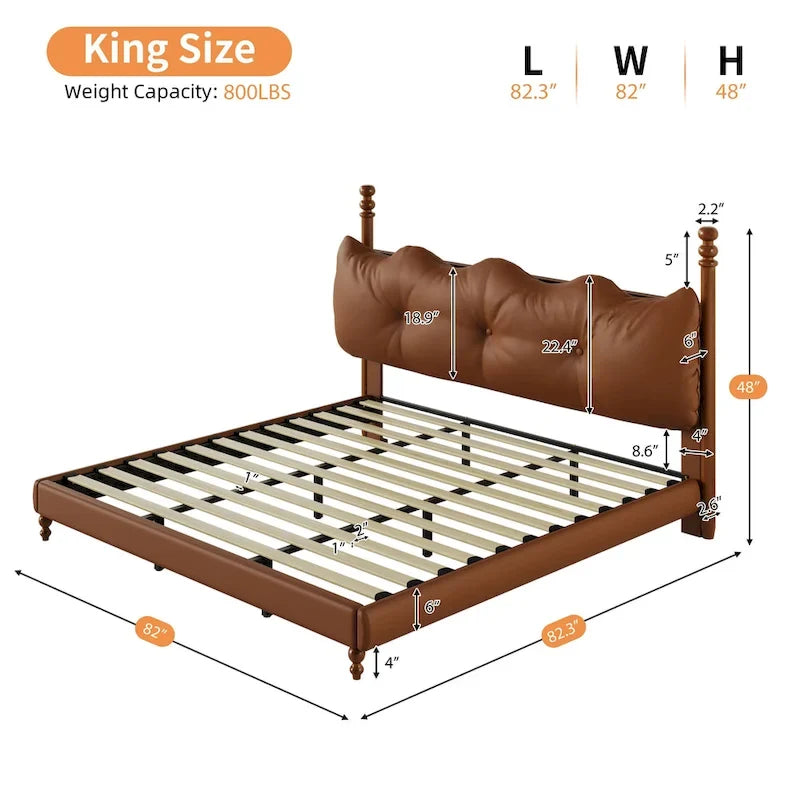 Lit de luxe rembourré en cuir PU