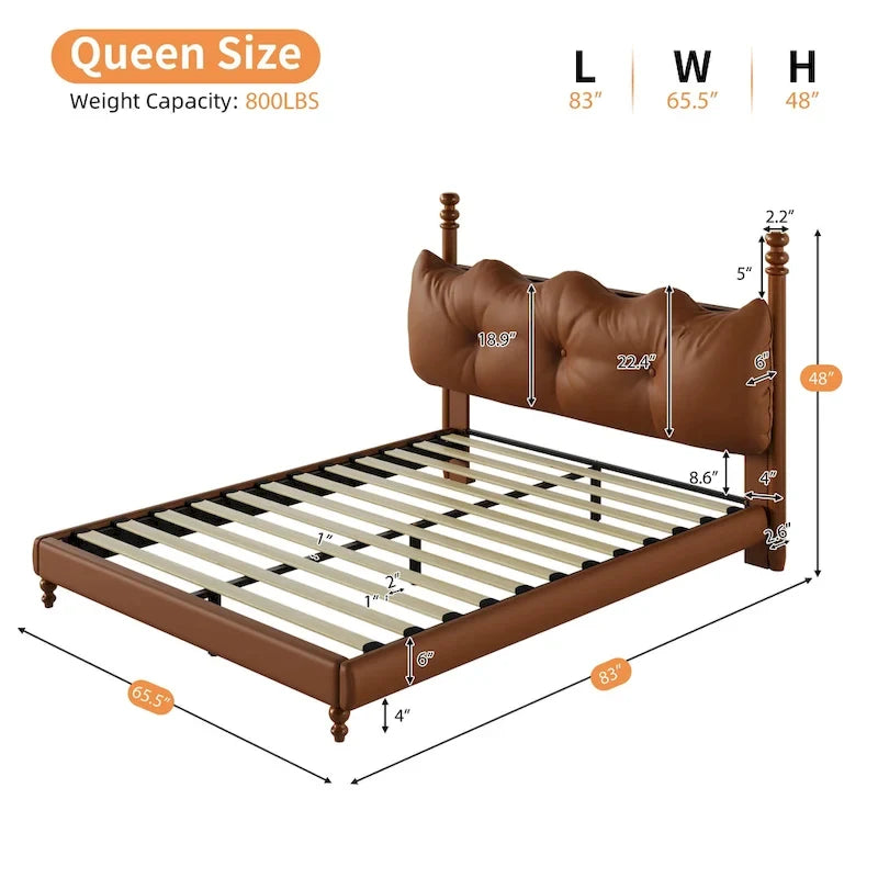 Lit de luxe rembourré en cuir PU