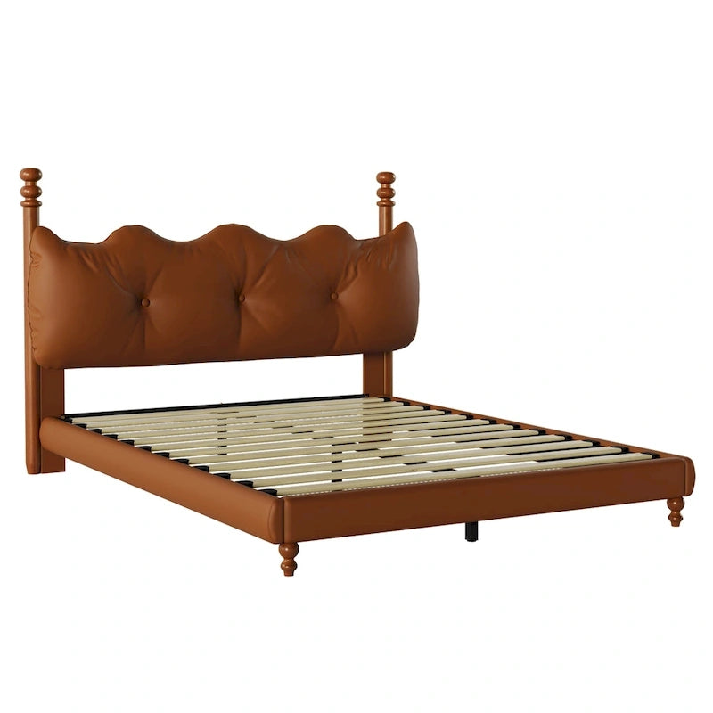 Lit de luxe rembourré en cuir PU