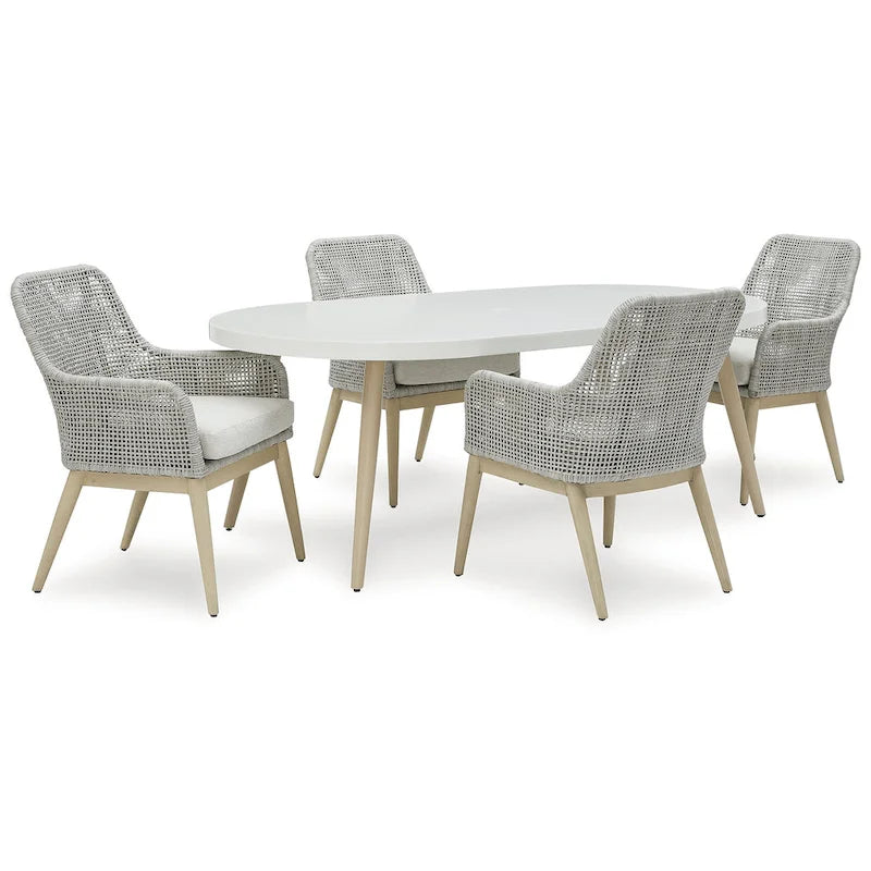 Signature Design by Ashley Seton Creek Ensemble de salle à manger d'extérieur 5 pièces marron/gris – 80 L x 42 P x 28,88 H
