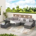 Ensemble de canapé de jardin 8 pièces, mobilier de jardin d'angle en rotin, ensemble de conversation pour terrasse