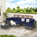 Ensemble de canapé de jardin 8 pièces, mobilier de jardin d'angle en rotin, ensemble de conversation pour terrasse