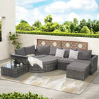 Ensemble de canapé de jardin 8 pièces, mobilier de jardin d'angle en rotin, ensemble de conversation pour terrasse