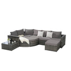 Ensemble de canapé de jardin 8 pièces, mobilier de jardin d'angle en rotin, ensemble de conversation pour terrasse