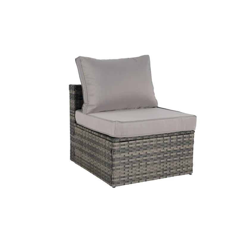 Ensemble de canapé de jardin 8 pièces, mobilier de jardin d'angle en rotin, ensemble de conversation pour terrasse