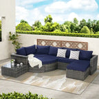 Ensemble de canapé de jardin 8 pièces, mobilier de jardin d'angle en rotin, ensemble de conversation pour terrasse
