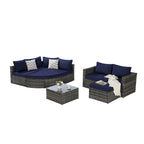 Ensemble de canapé de jardin 8 pièces, mobilier de jardin d'angle en rotin, ensemble de conversation pour terrasse