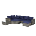 Ensemble de canapé de jardin 8 pièces, mobilier de jardin d'angle en rotin, ensemble de conversation pour terrasse