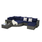 Ensemble de canapé de jardin 8 pièces, mobilier de jardin d'angle en rotin, ensemble de conversation pour terrasse