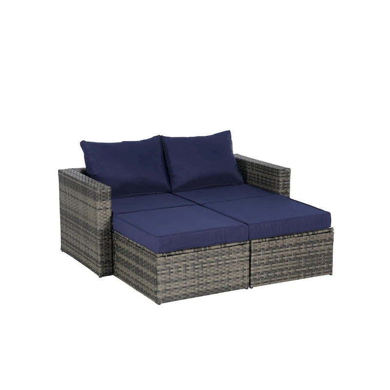 Ensemble de canapé de jardin 8 pièces, mobilier de jardin d'angle en rotin, ensemble de conversation pour terrasse