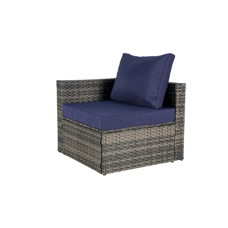 Ensemble de canapé de jardin 8 pièces, mobilier de jardin d'angle en rotin, ensemble de conversation pour terrasse