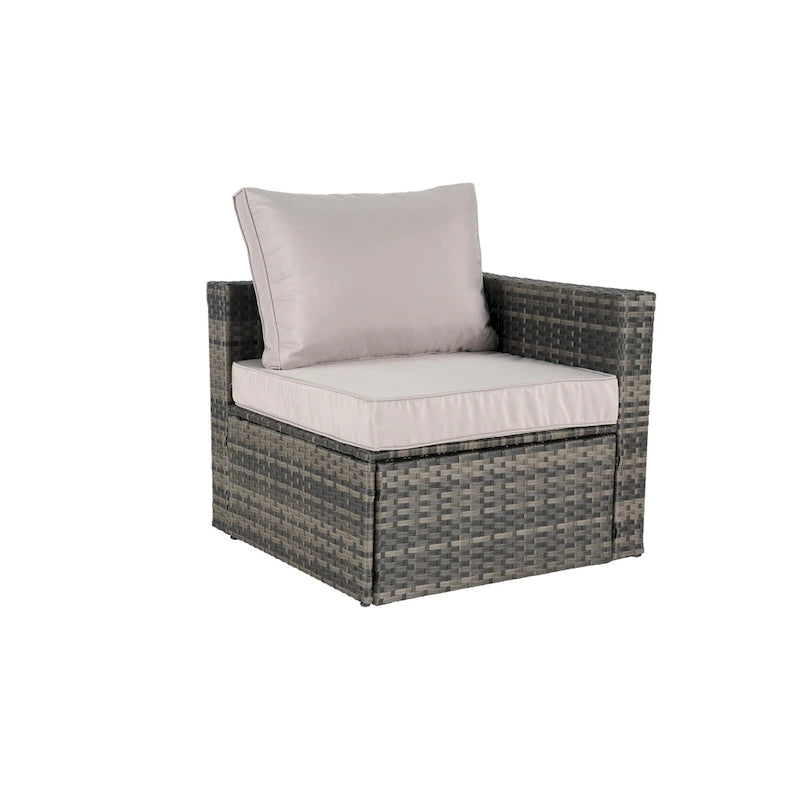 Ensemble de canapé de jardin 8 pièces, mobilier de jardin d'angle en rotin, ensemble de conversation pour terrasse