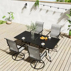Clihome Ensemble de salle à manger d'extérieur 6 pièces avec table et fauteuils pivotants en textilène