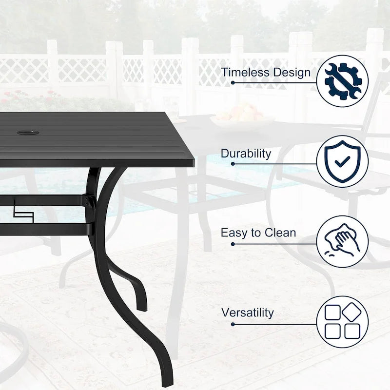 Clihome Ensemble de salle à manger d'extérieur 6 pièces avec table et fauteuils pivotants en textilène