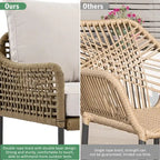 Ensemble de canapé d'angle en corde pour terrasse extérieure 6 pièces avec table en bois d'acacia et glacière