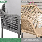 Ensemble de canapé d'angle en corde pour terrasse extérieure 6 pièces avec table en bois d'acacia et glacière