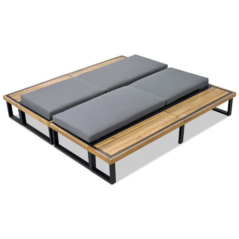 Ensemble de 2 chaises longues de patio d'extérieur 76,8 W avec dossier réglable à 5 positions - S.O.