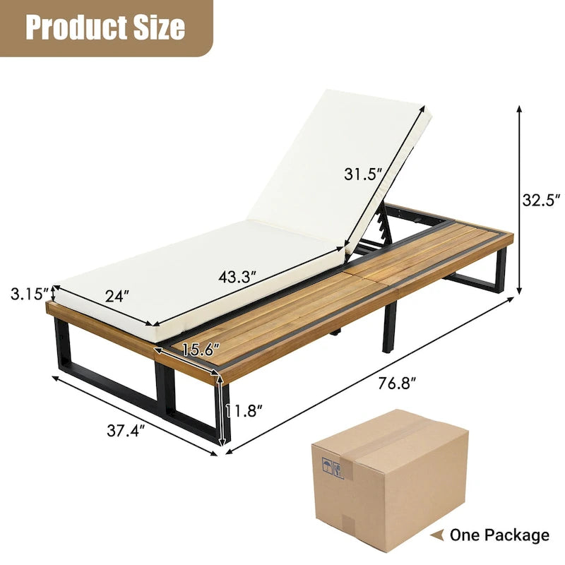 Ensemble de 2 chaises longues de patio d'extérieur 76,8 W avec dossier réglable à 5 positions - S.O.