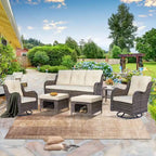 Ensemble de patio 6 pièces avec fauteuils à bascule pivotants