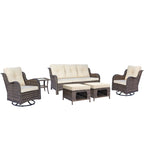 Ensemble de patio 6 pièces avec fauteuils à bascule pivotants