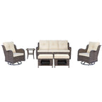 Ensemble de patio 6 pièces avec fauteuils à bascule pivotants