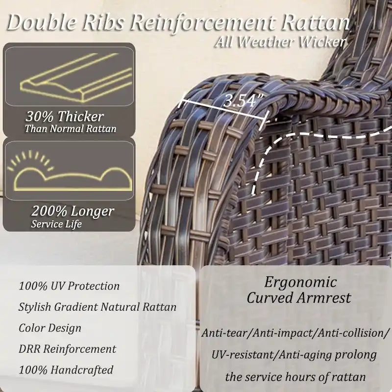 Ensemble de patio 6 pièces avec fauteuils à bascule pivotants