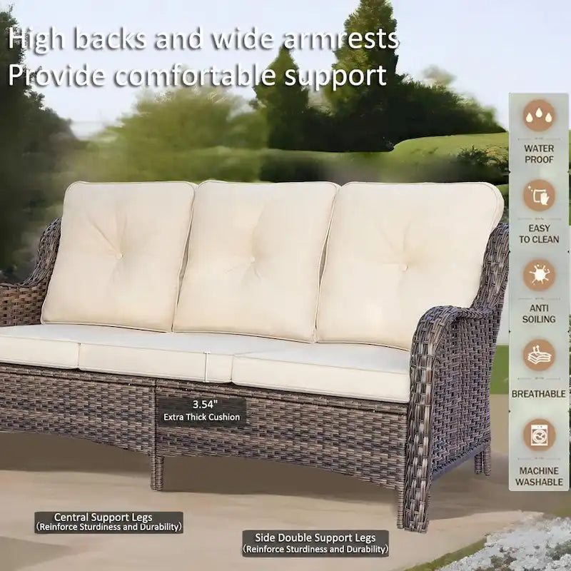 Ensemble de patio 6 pièces avec fauteuils à bascule pivotants