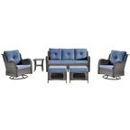 Ensemble de patio 6 pièces avec fauteuils à bascule pivotants