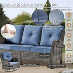Ensemble de patio 6 pièces avec fauteuils à bascule pivotants