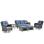 Ensemble de patio 6 pièces avec fauteuils à bascule pivotants
