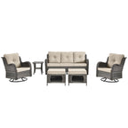 Ensemble de patio 6 pièces avec fauteuils à bascule pivotants