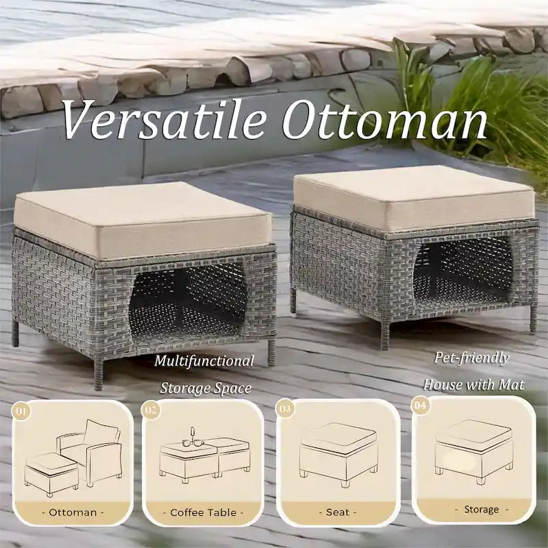 Ensemble de patio 6 pièces avec fauteuils à bascule pivotants