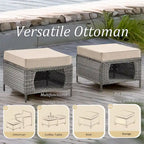Mobilier de patio - Ensemble de 11 meubles de patio en osier avec fauteuils pivotants